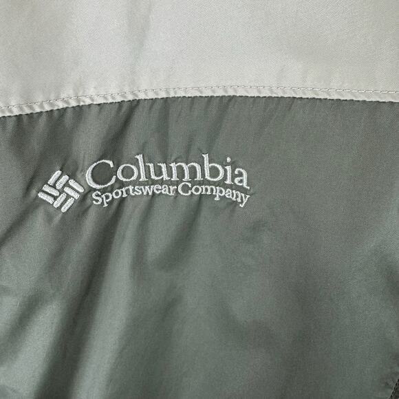Columbia Sage Green Tan Lightweight Hooded Full Zip Packable Windbreaker Size M - Picture 4 of 13